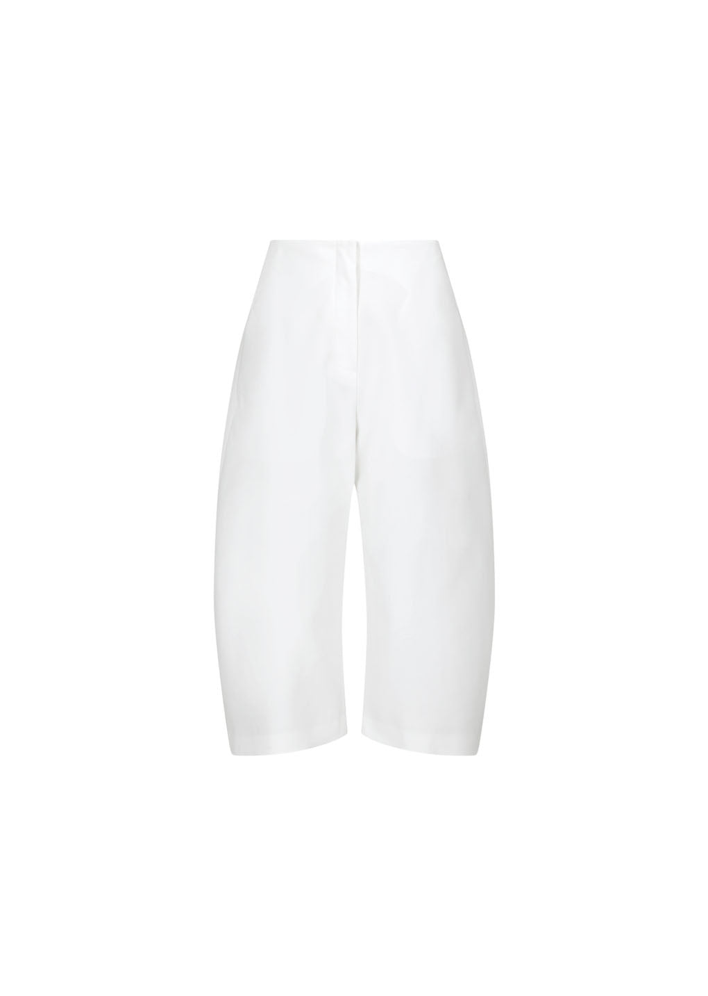 curved capri pants, white