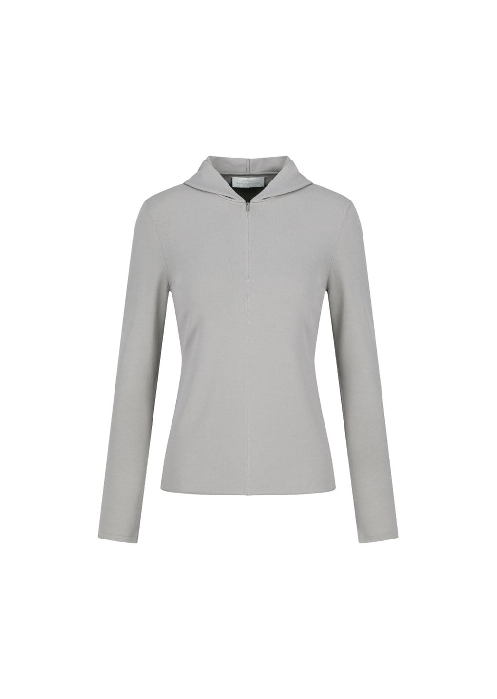 half zip-up knit hoodie, grey beige
