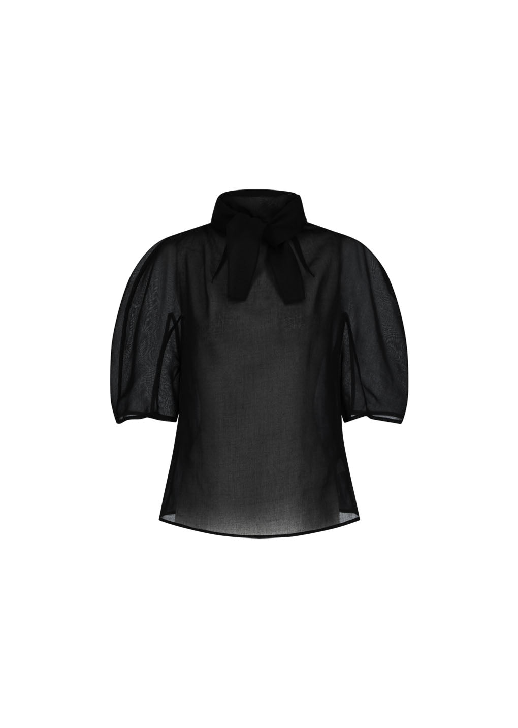 knotted collar top, black