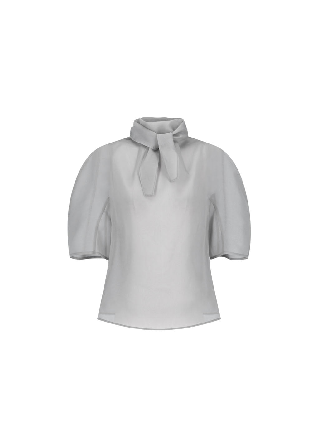 knotted collar top, grey