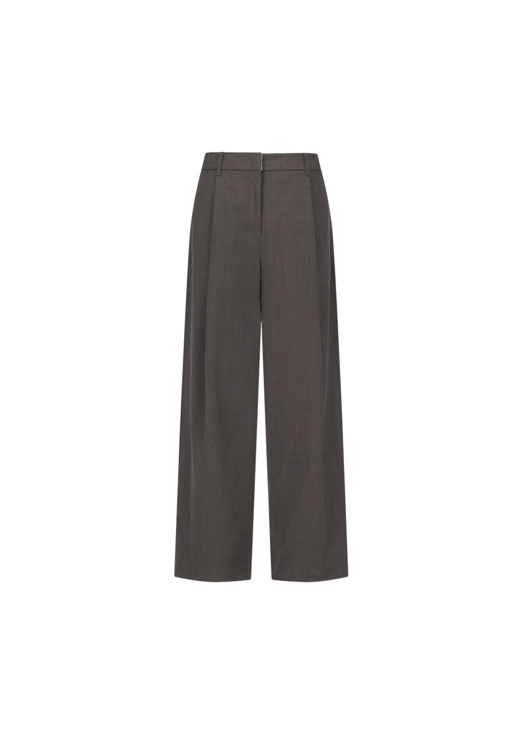 wide tuck pants, brown