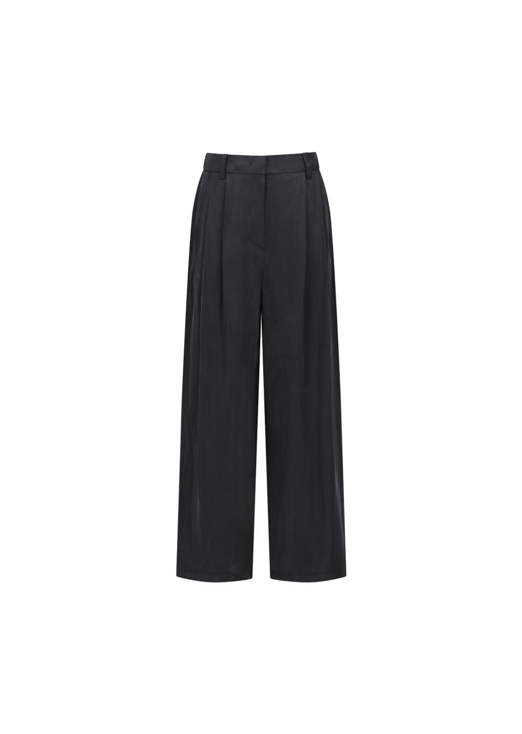 women's cupro two tuck wide pants, black