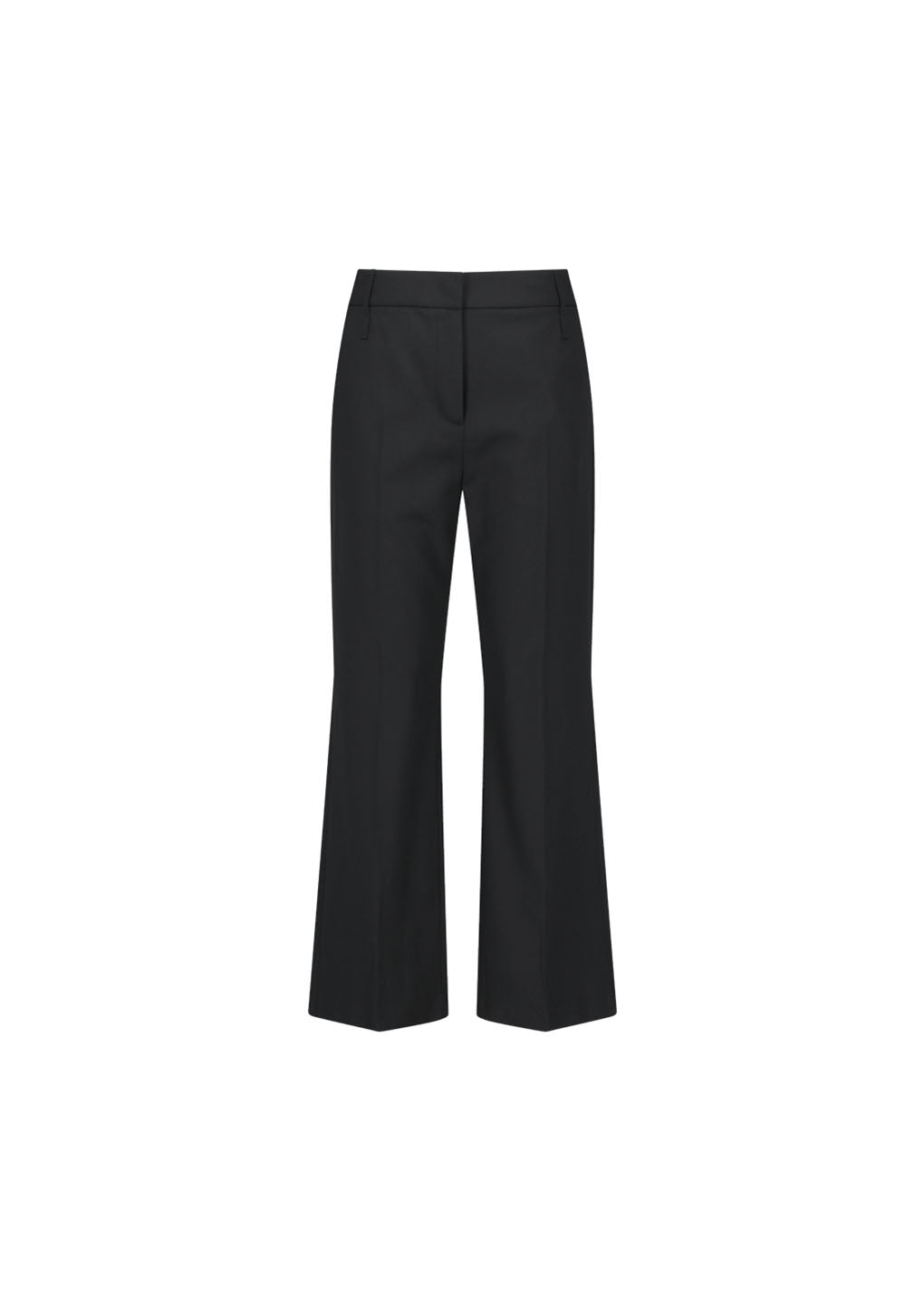 wool flared pants, black