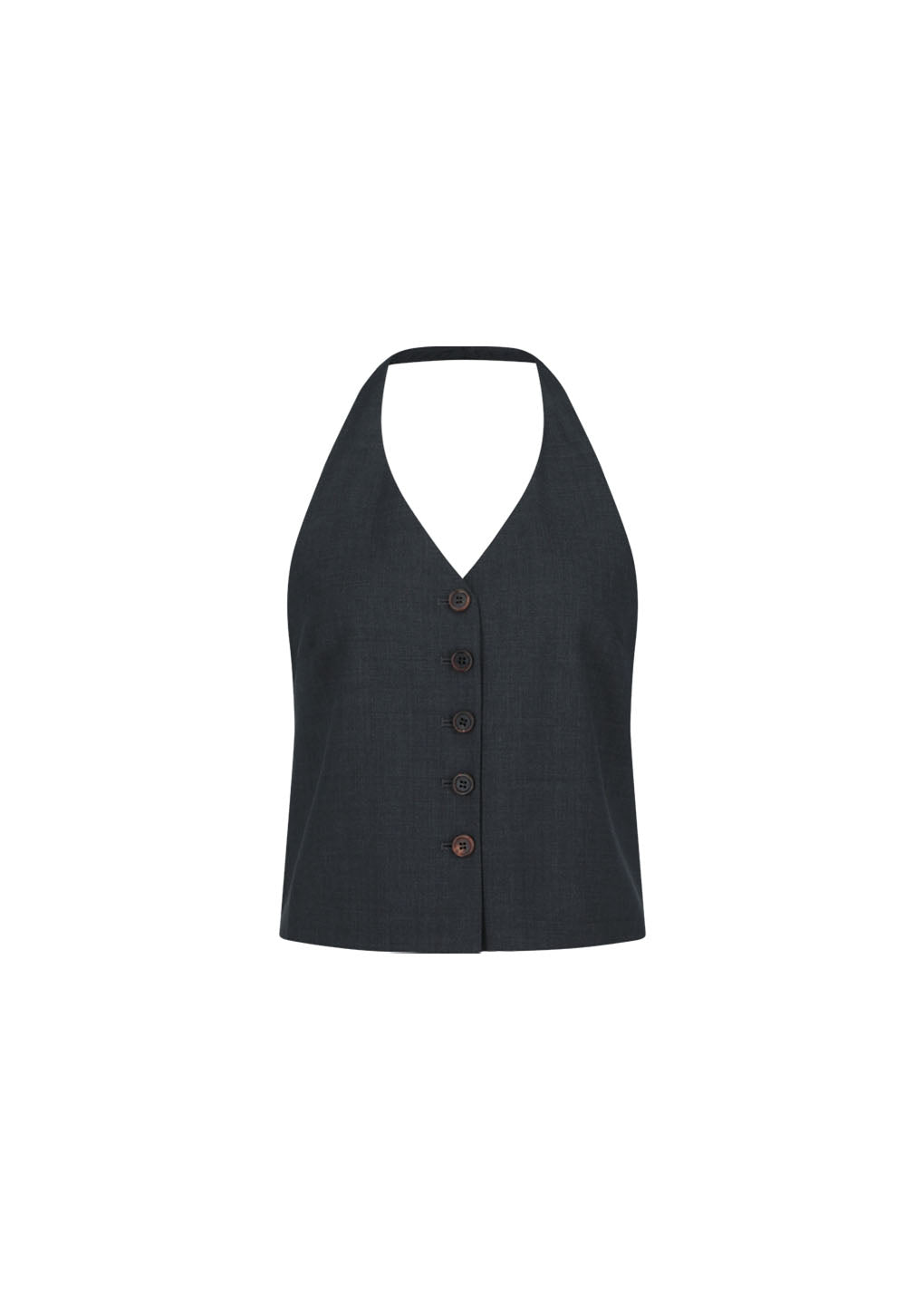 wool halterneck top, charcoal