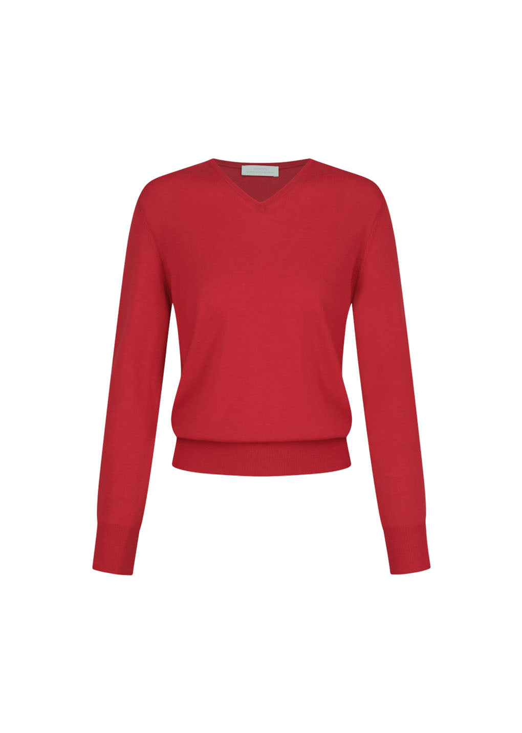 wool v-neck knit, red