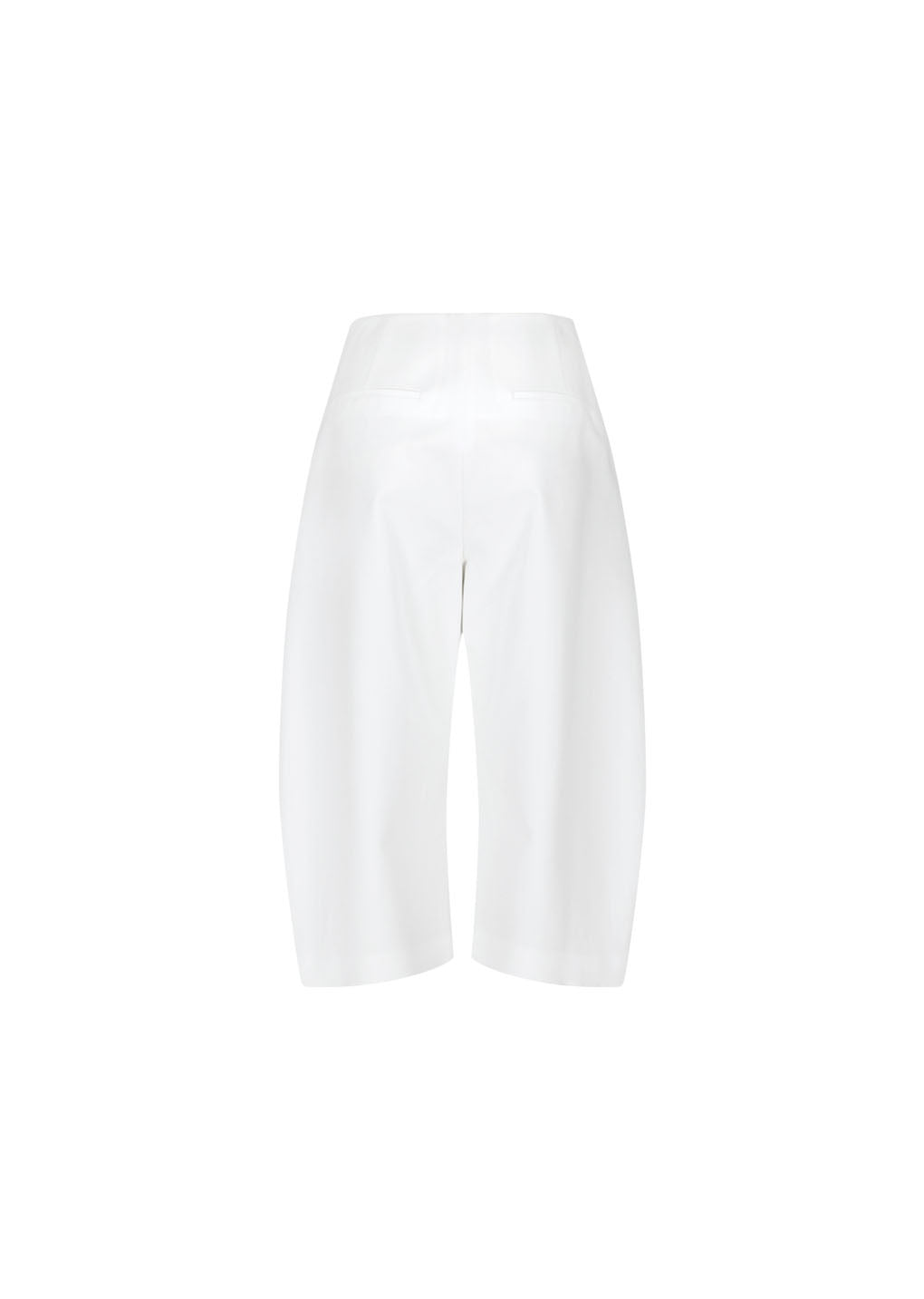 curved capri pants, white