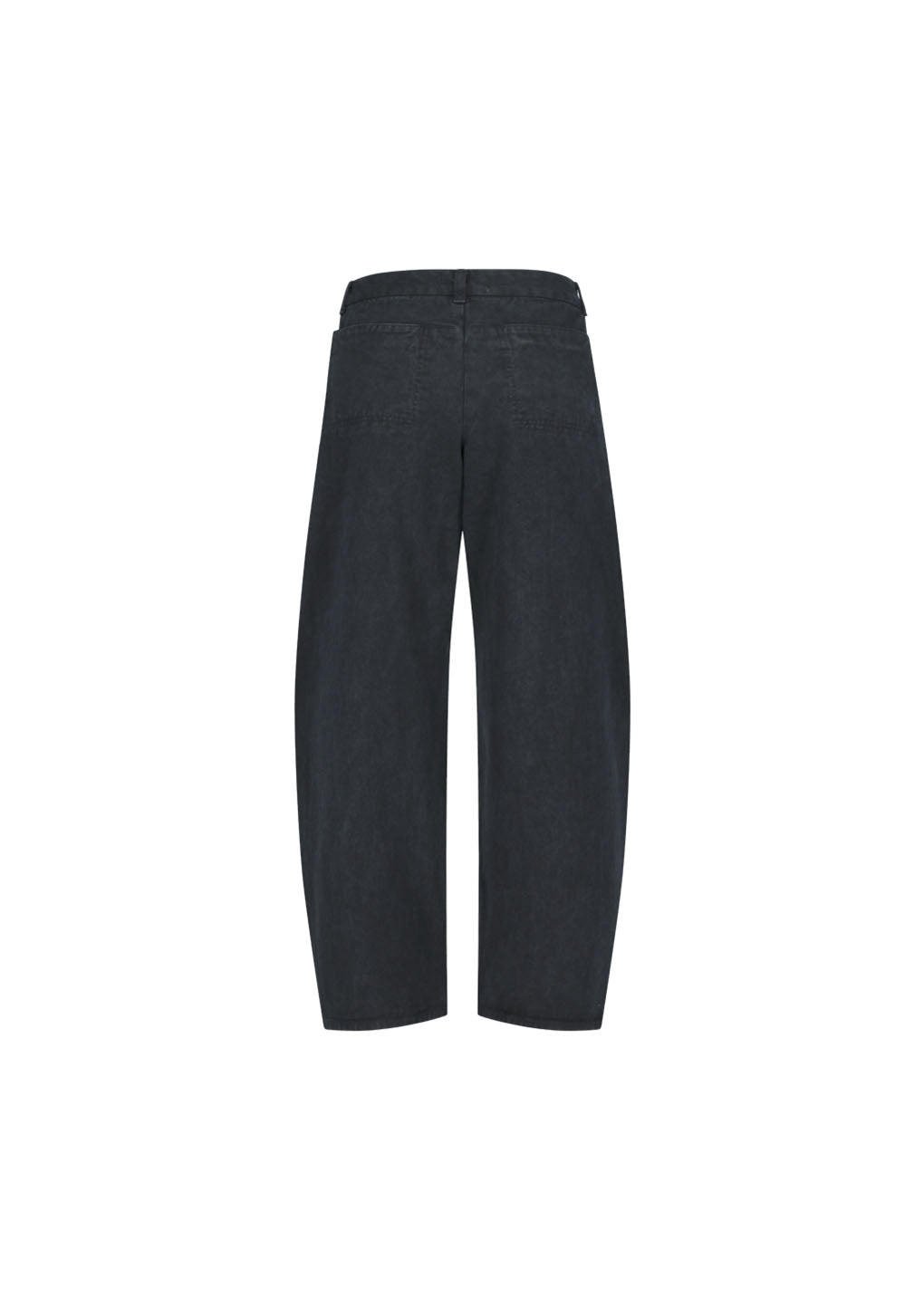 garments dyed curved seam denim, black