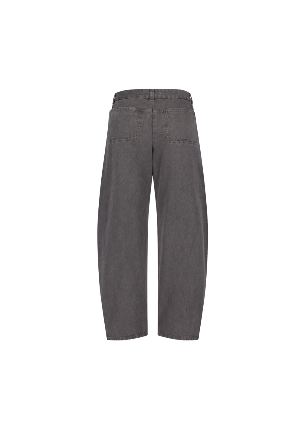 garments dyed curved seam denim, brown