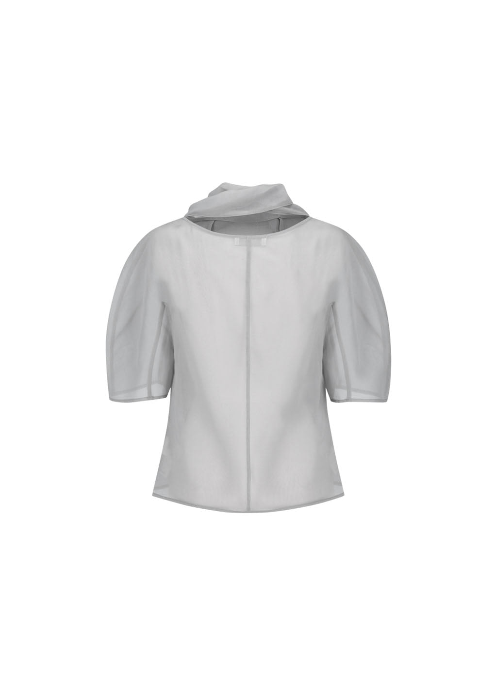 knotted collar top, grey