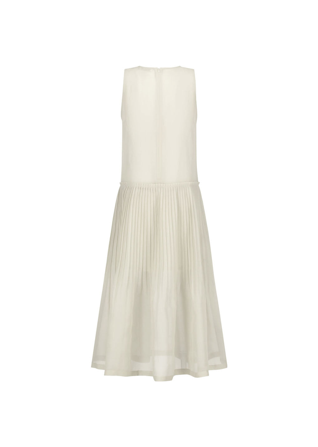 pleated sleeveless dress, beige