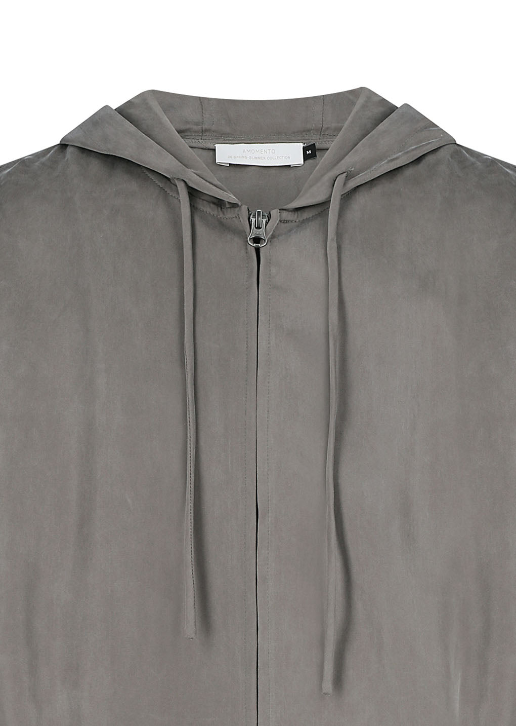 cupro hood zip up jumper, grey