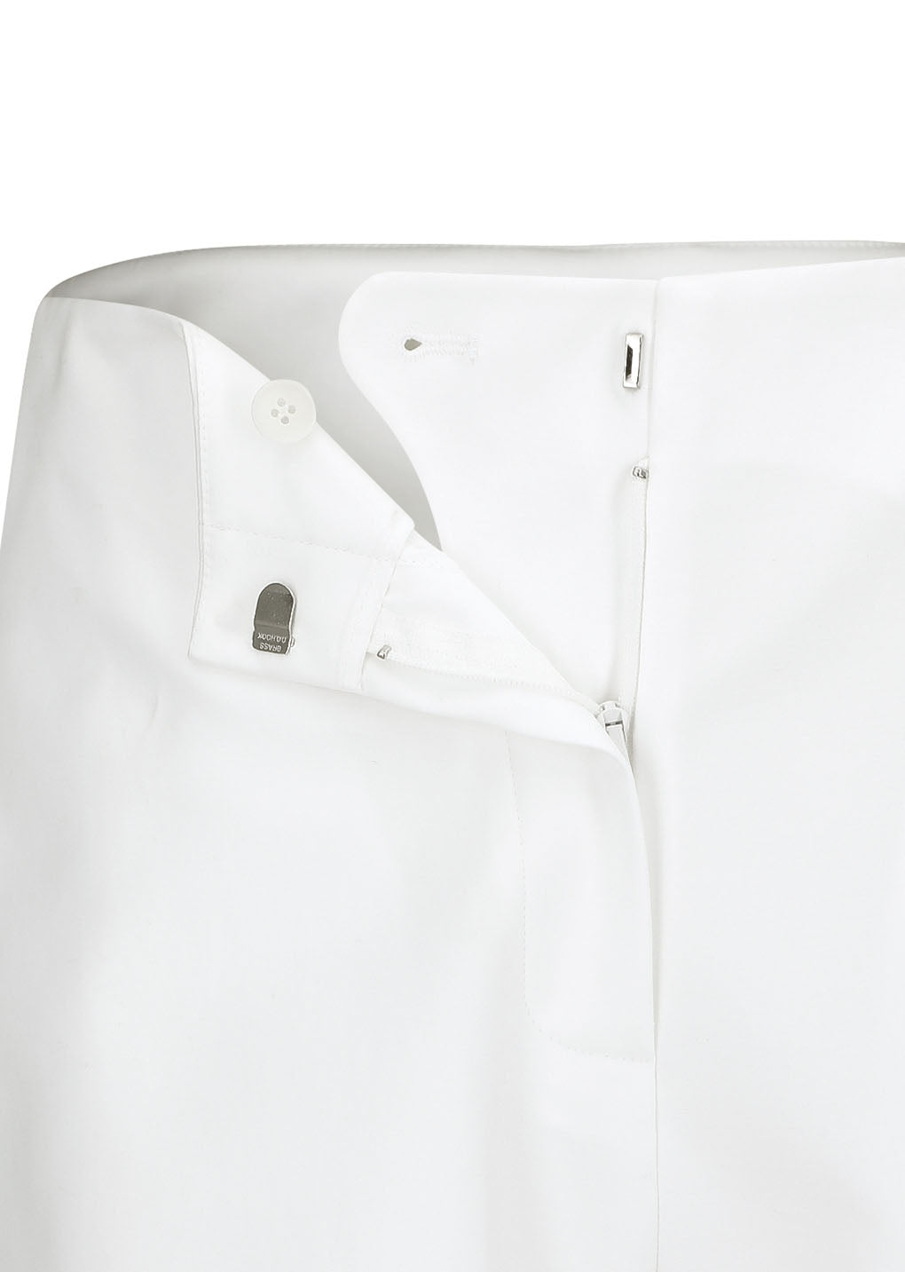 curved capri pants, white