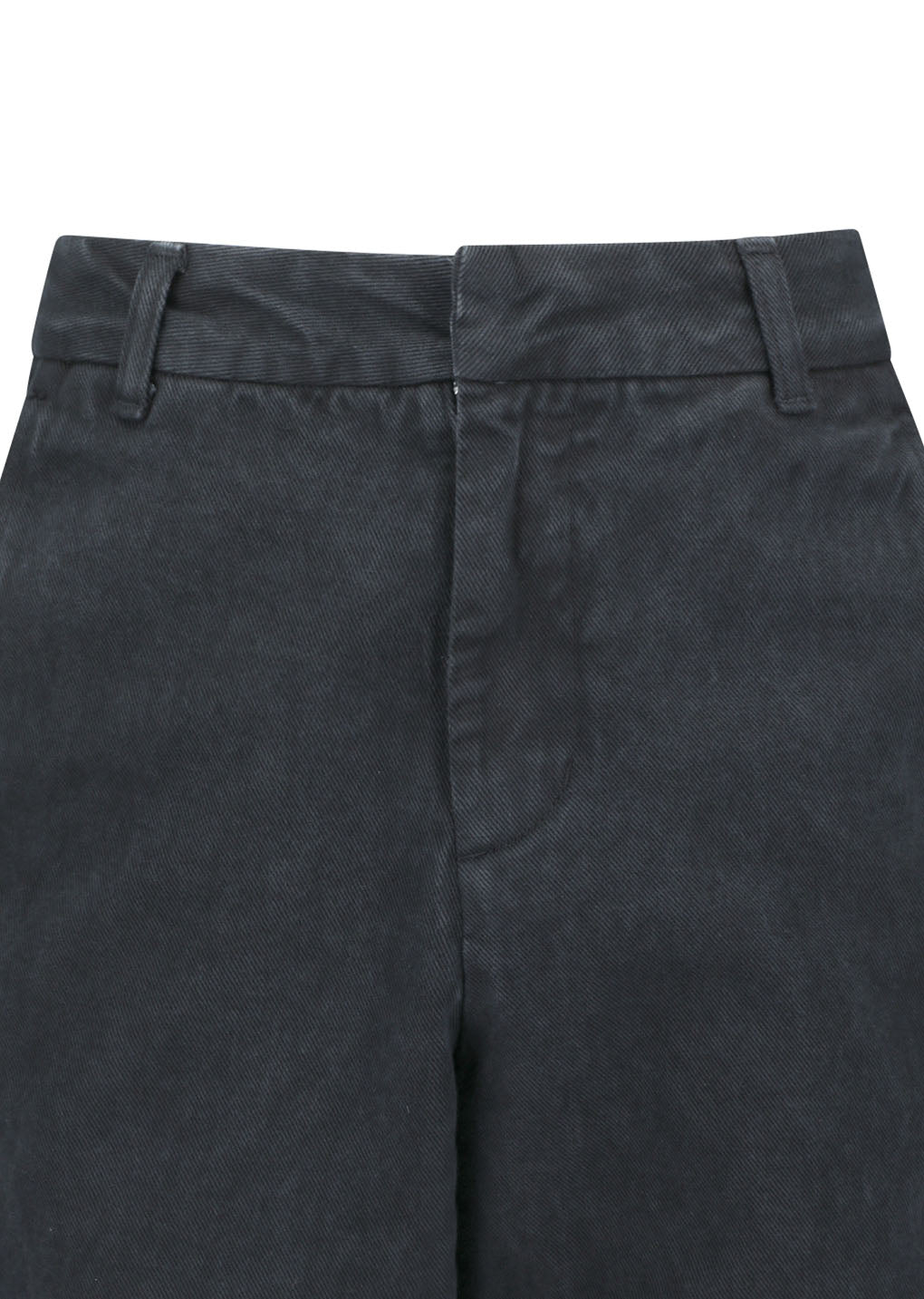 garments dyed curved seam denim, black