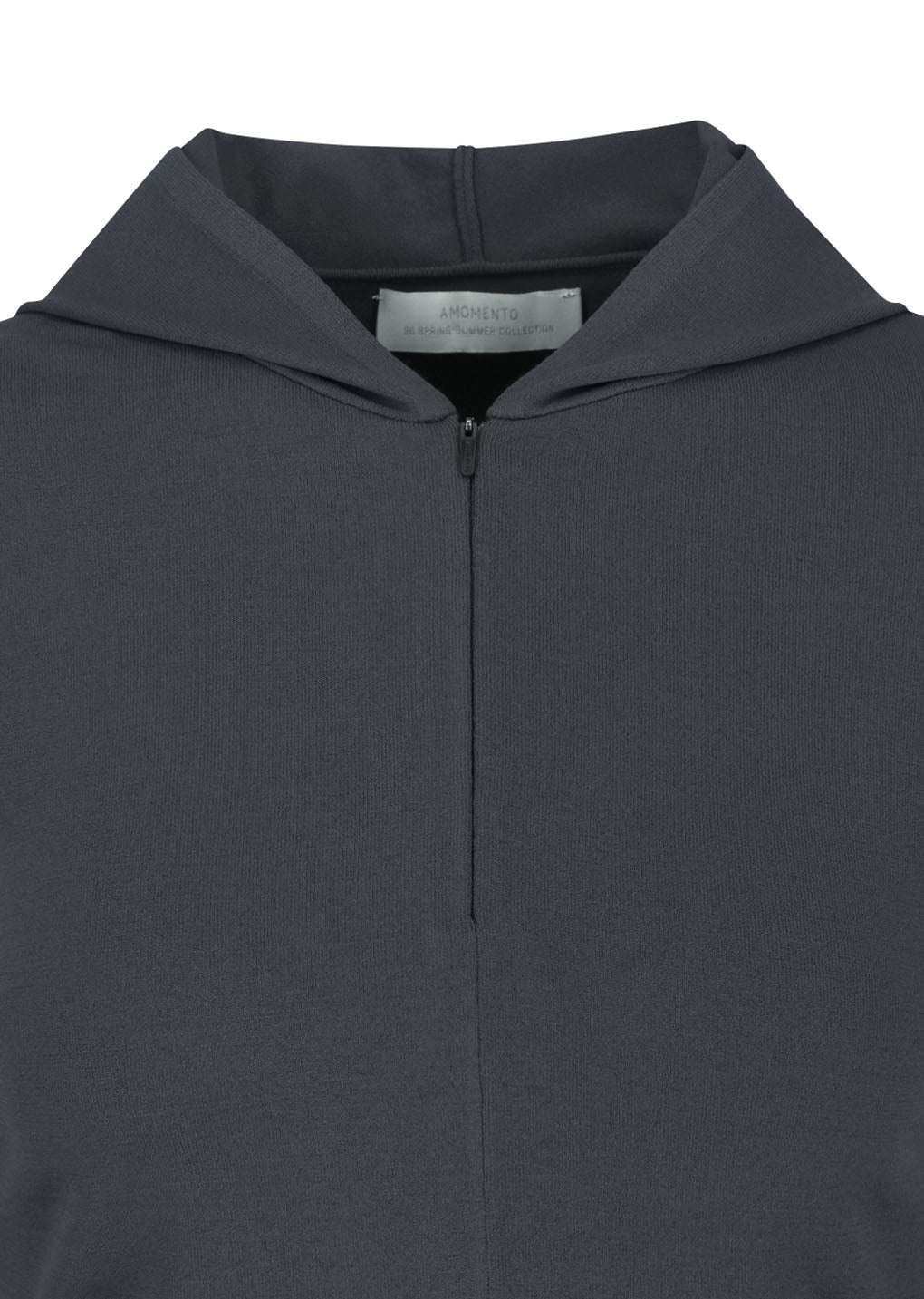 half zip-up knit hoodie, charcoal