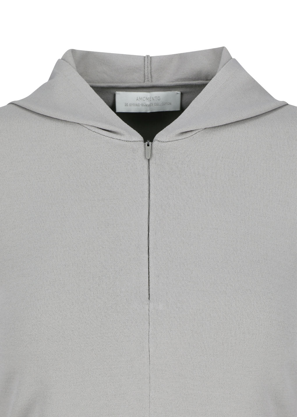 half zip-up knit hoodie, grey beige