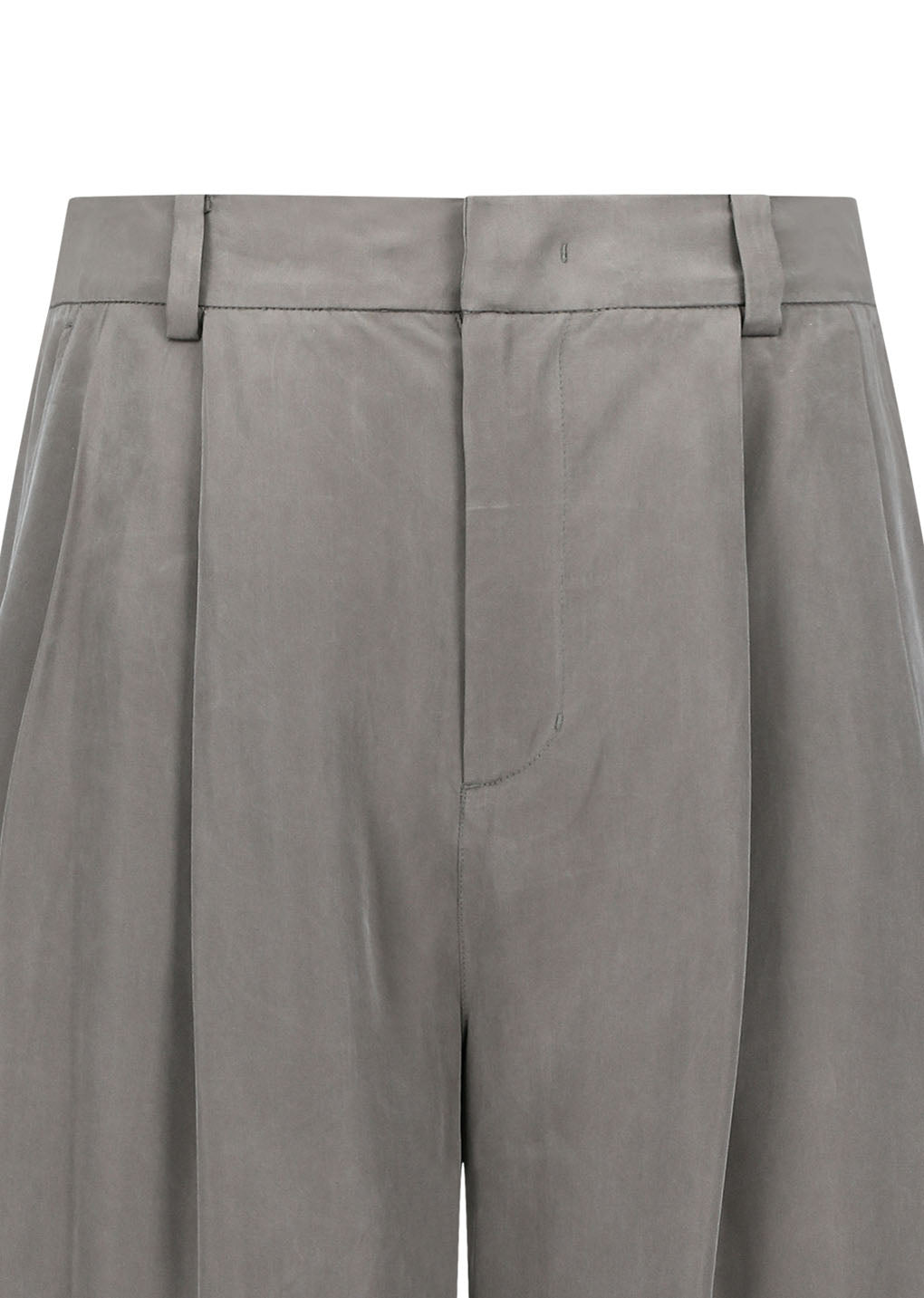 men's cupro two tuck wide pants, grey