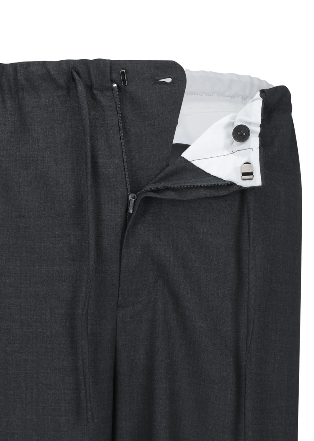 men's wool banding pants, charcoal