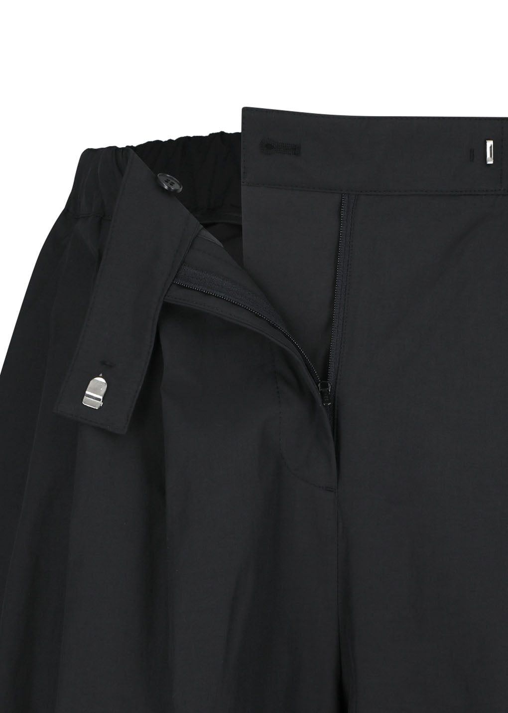 three tuck banding pants, black