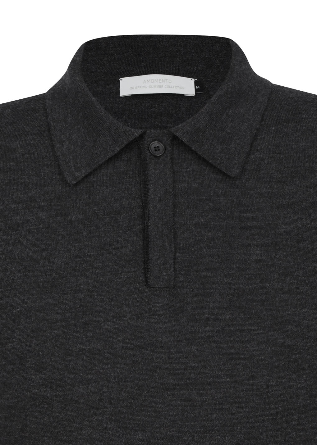 wool collar knit, charcoal