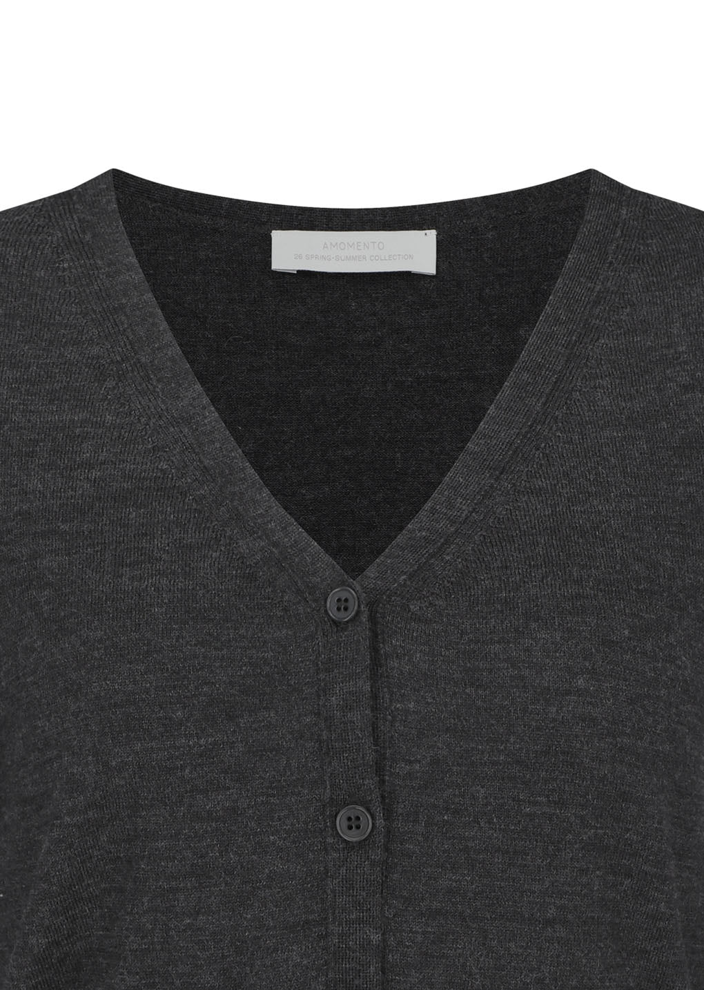 wool v-neck crop cardigan, charcoal