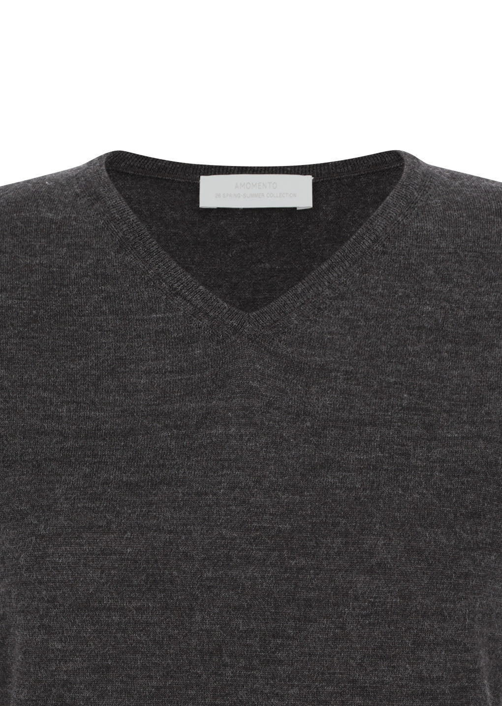 wool v-neck knit, charcoal