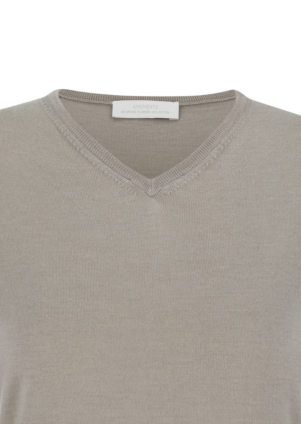 wool v-neck knit, light khaki