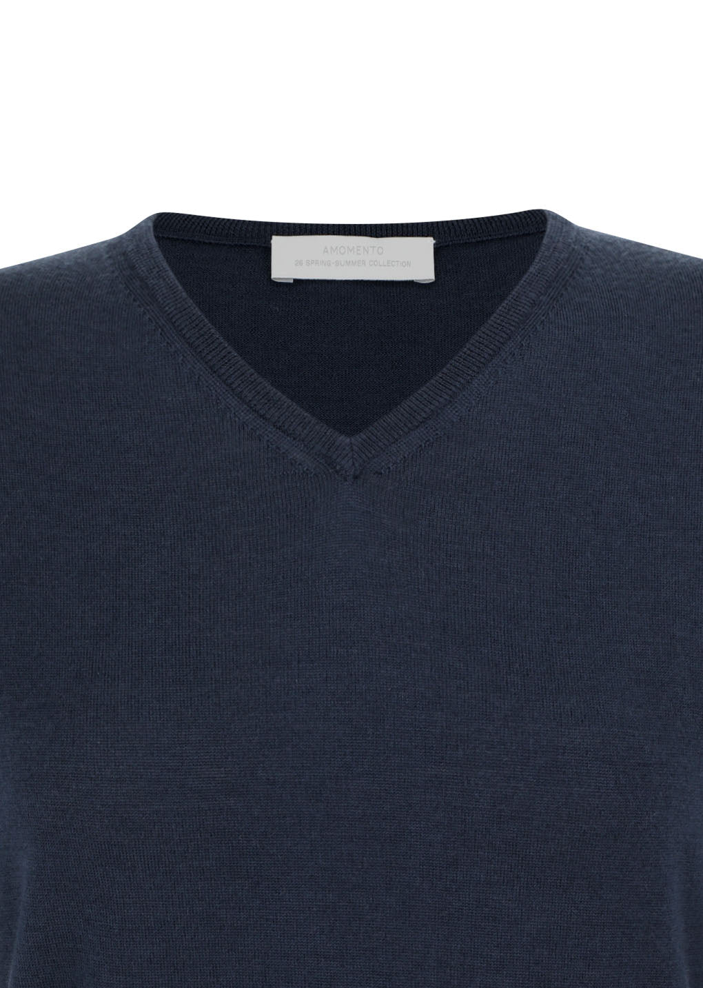 wool v-neck knit, navy