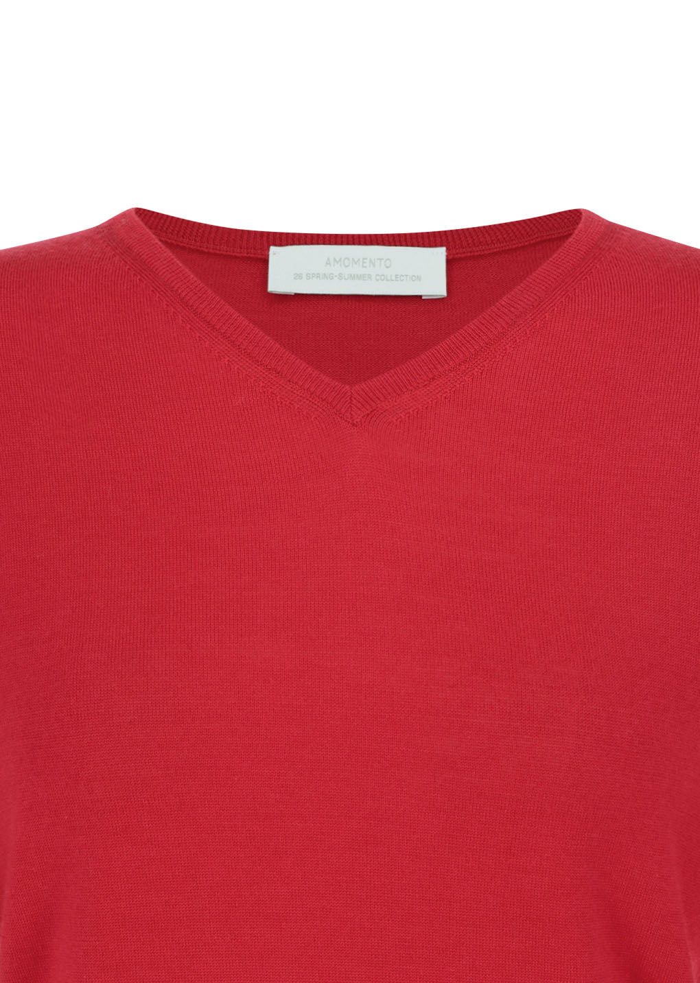 wool v-neck knit, red