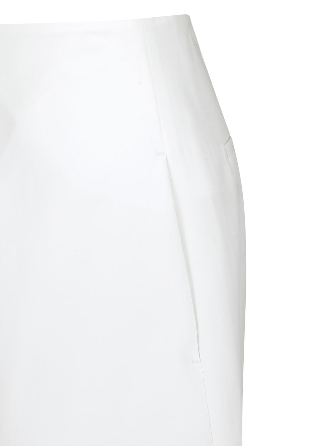 curved capri pants, white