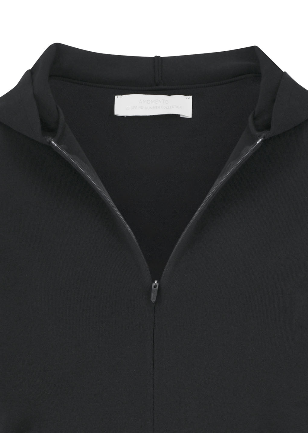 half zip-up knit hoodie, black
