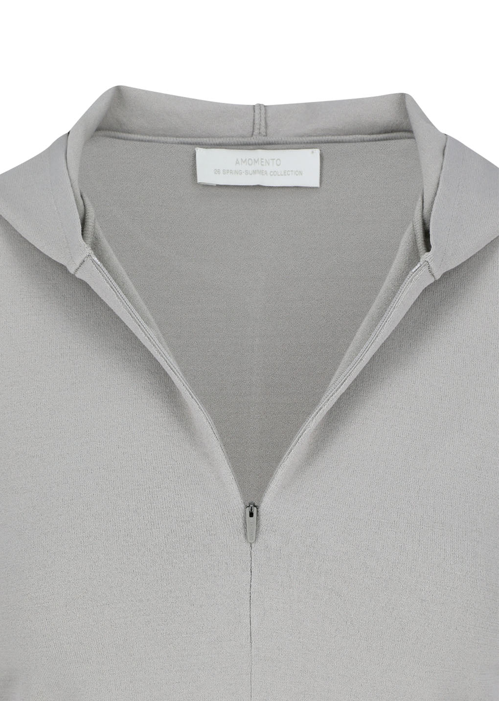 half zip-up knit hoodie, grey beige