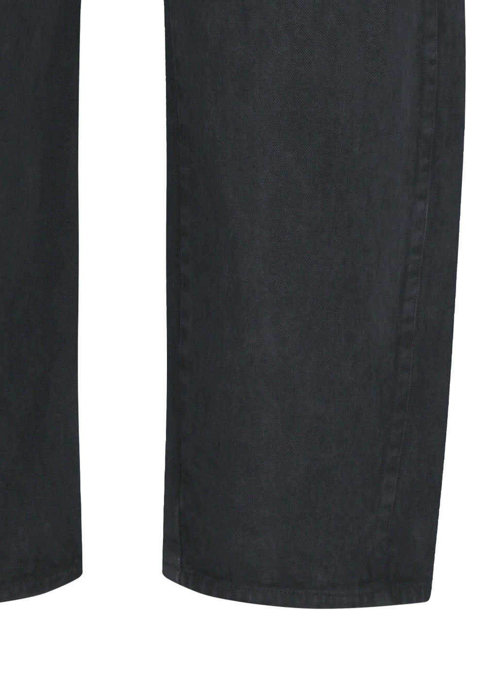 men's garments dyed curved seam denim, black