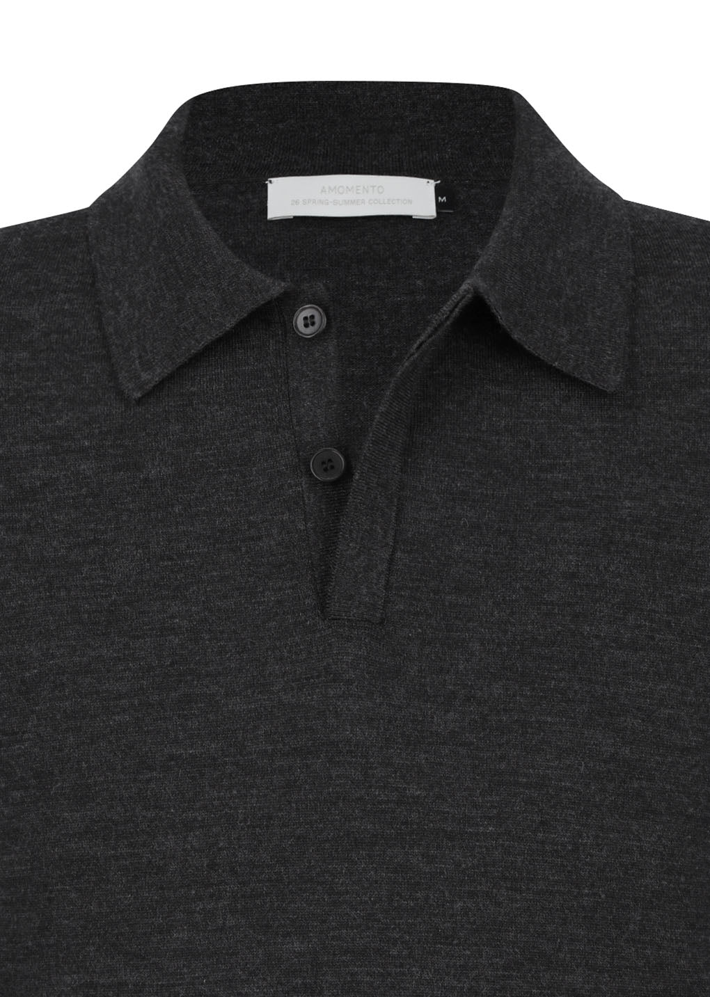 wool collar knit, charcoal