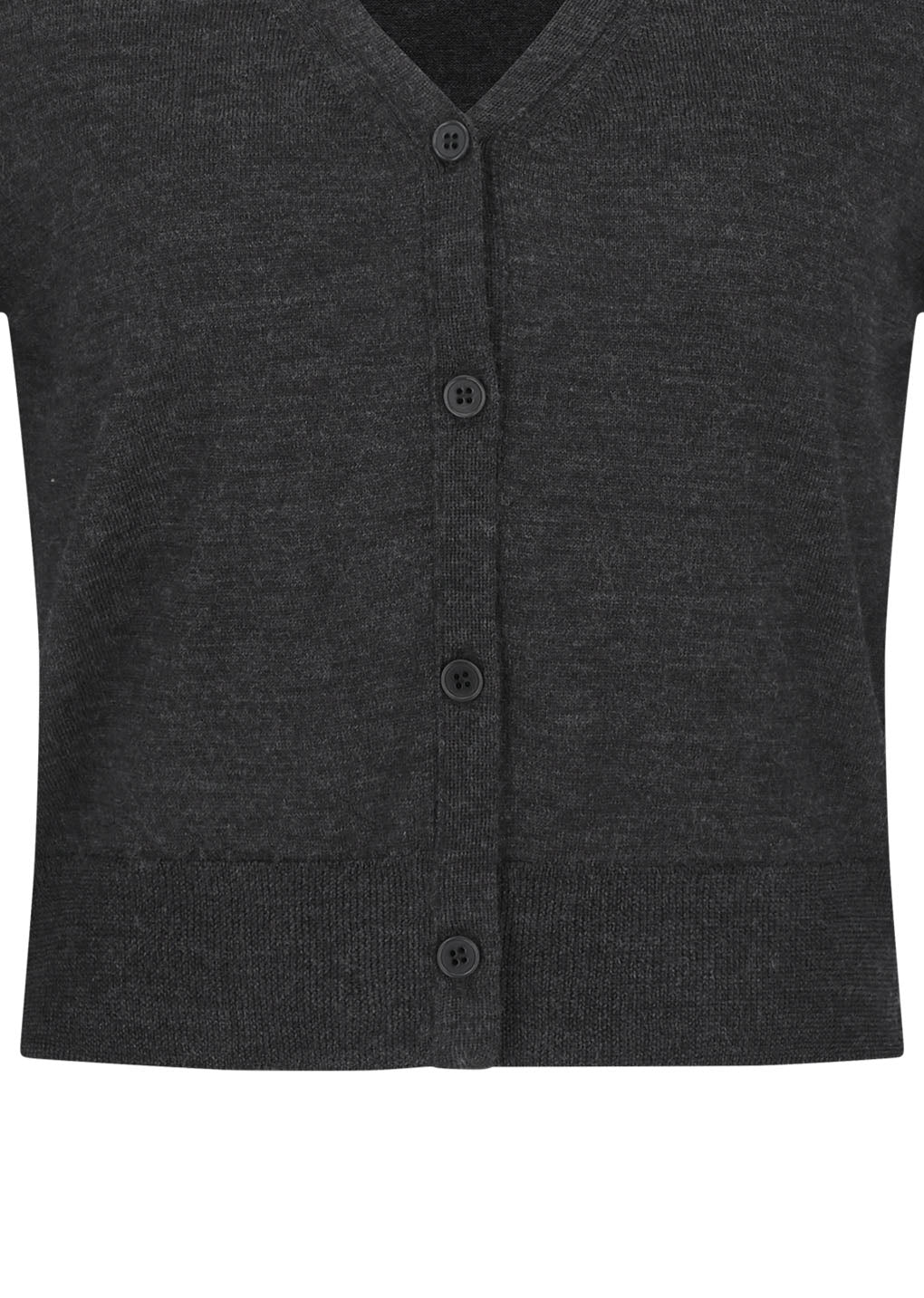 wool v-neck crop cardigan, charcoal