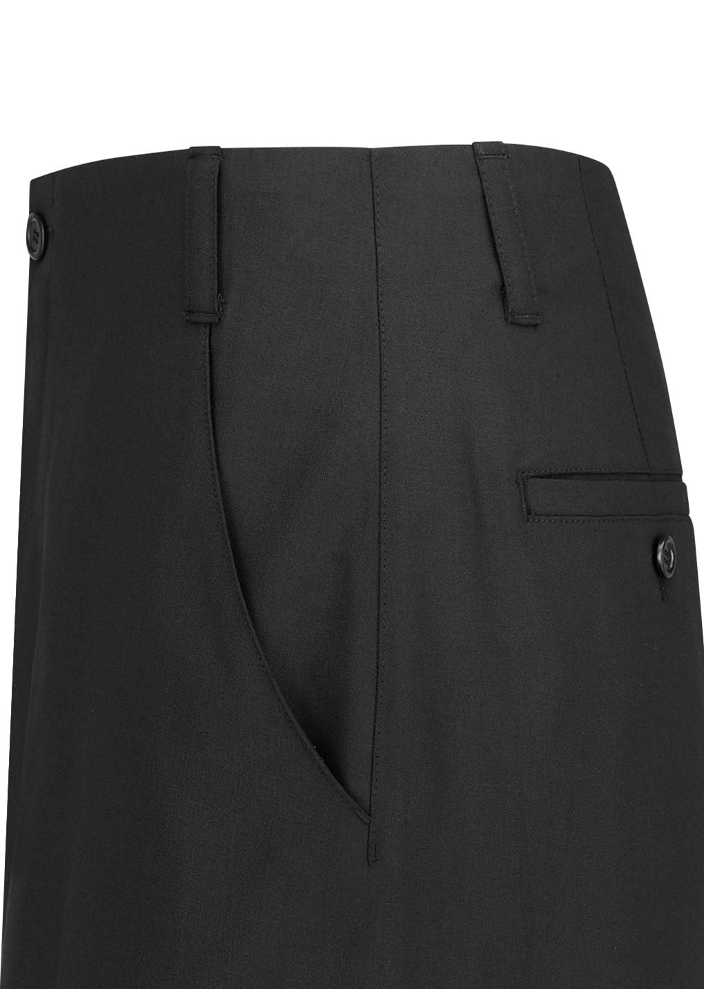 wool wide pants, black