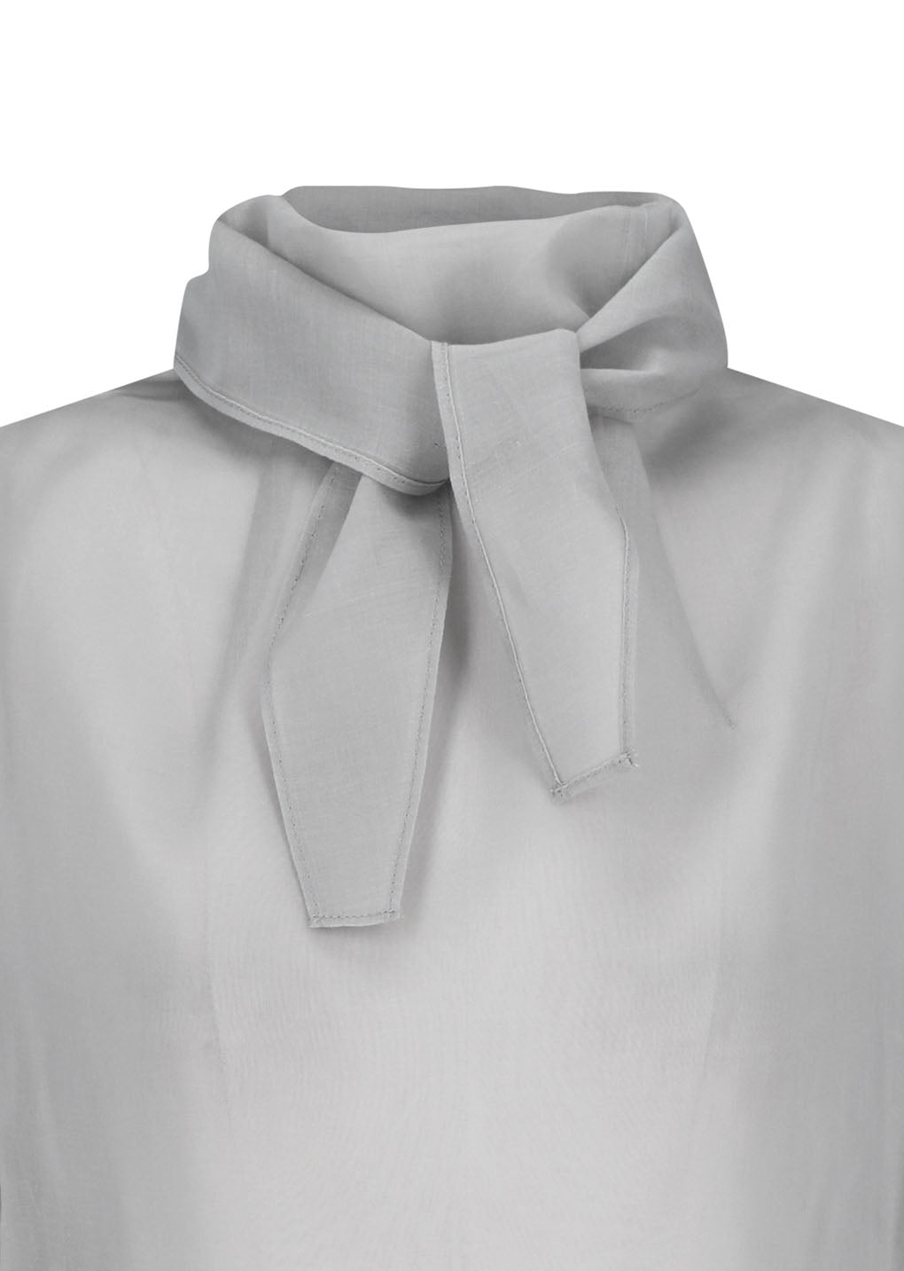 knotted collar top, grey