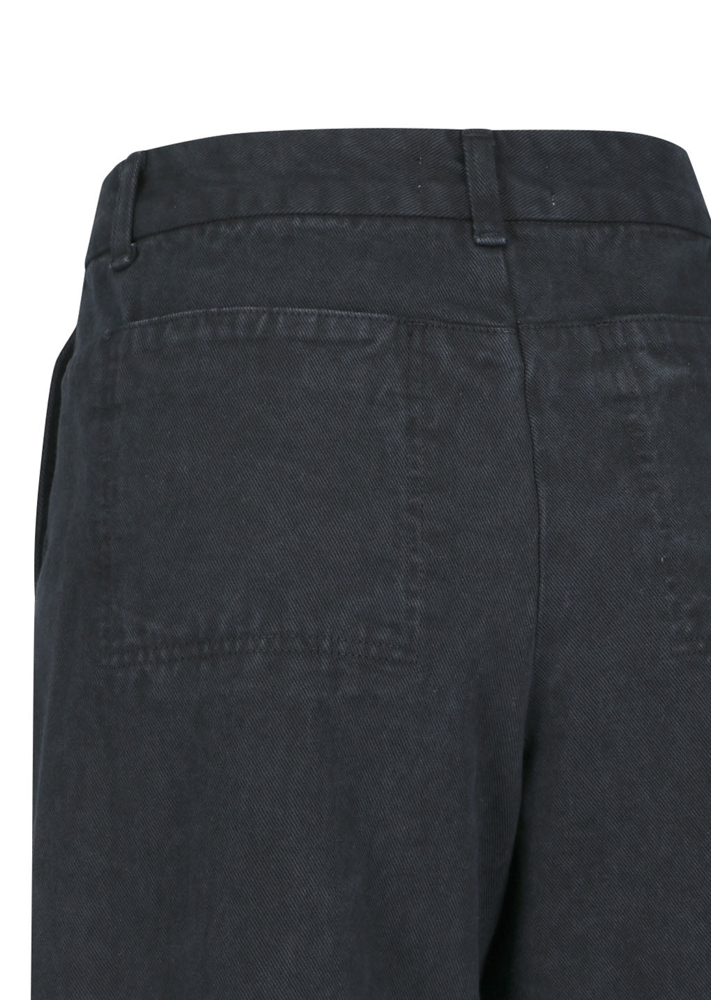 garments dyed curved seam denim, black