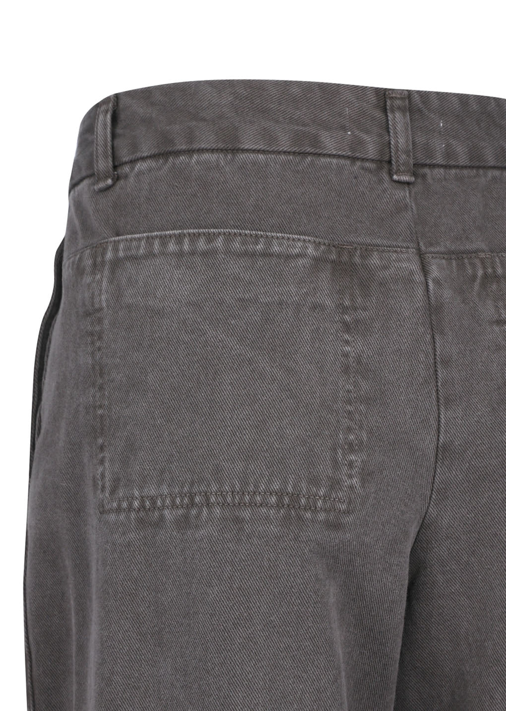 garments dyed curved seam denim, brown
