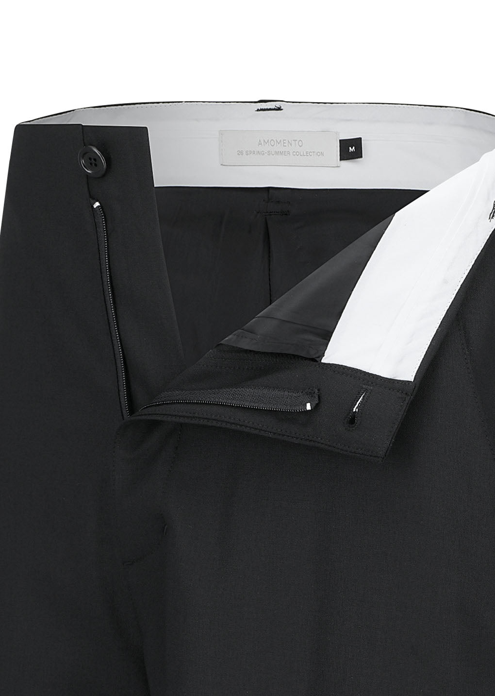 wool wide pants, black