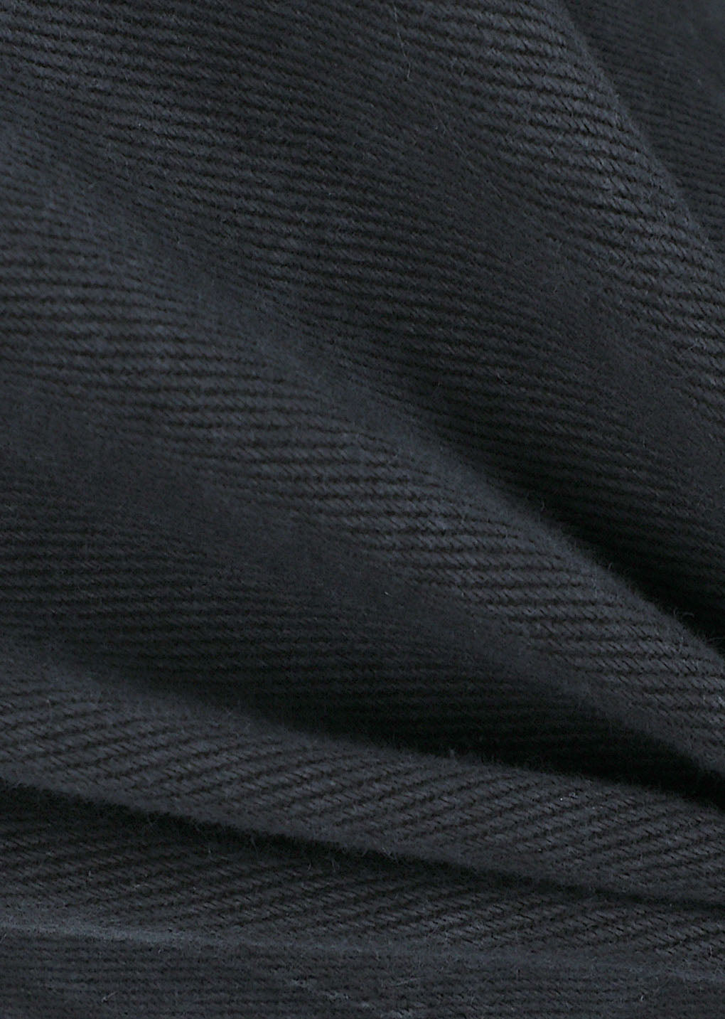 garments dyed curved seam denim, black
