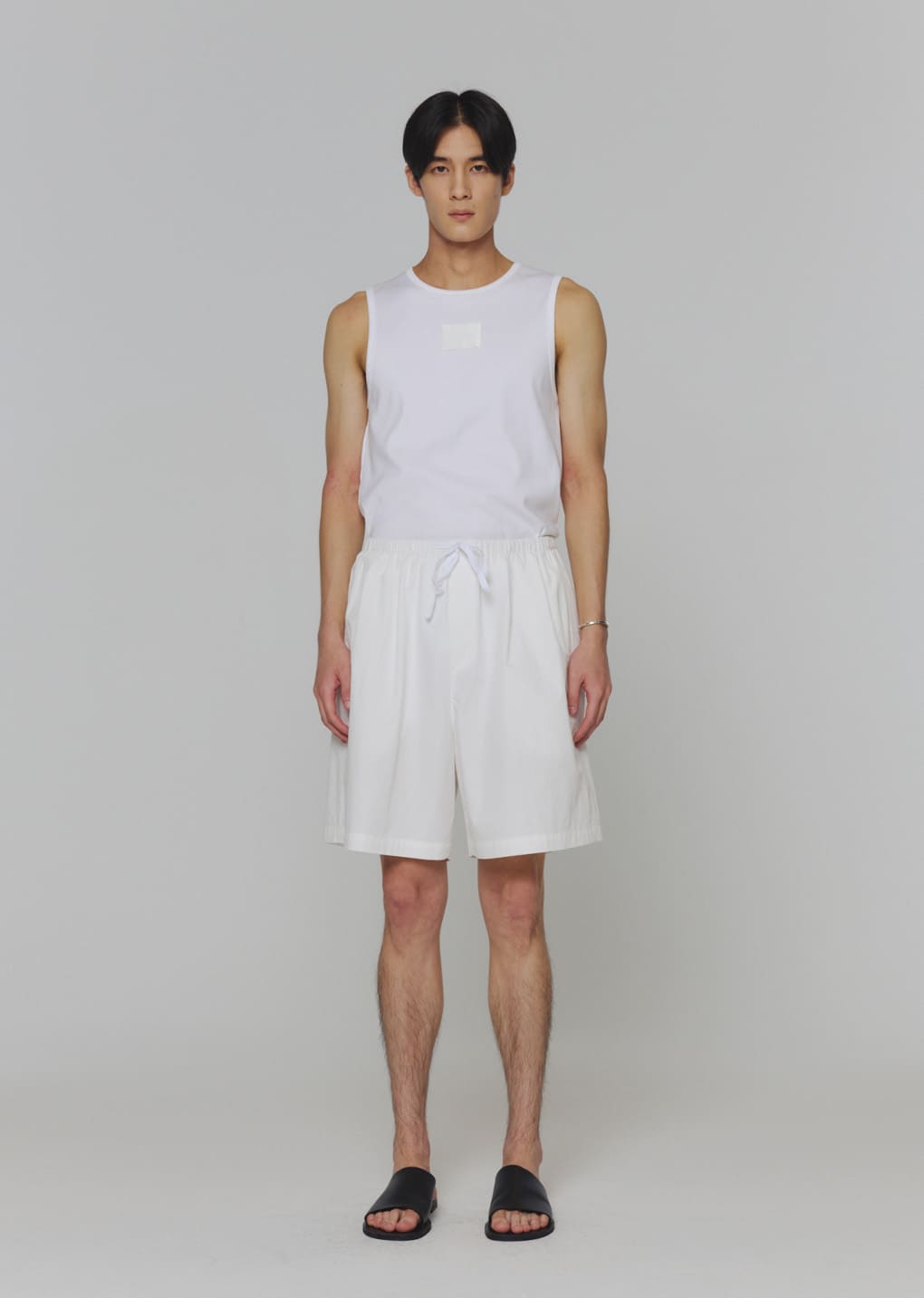cotton nylon banding shorts, white hover