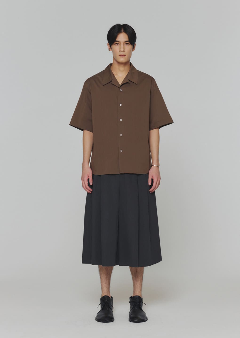 open collar half shirts, brown