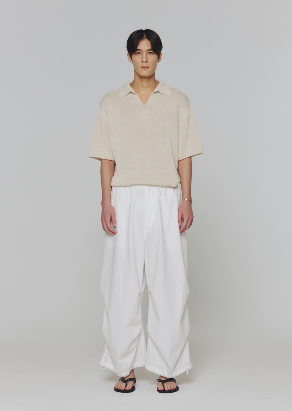 paper yarn collar knit, ecru hover