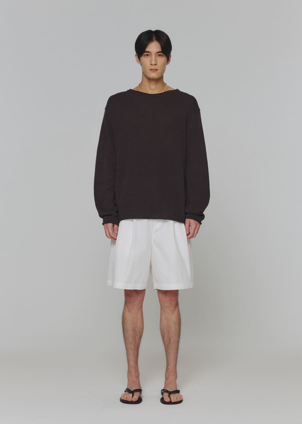 paper yarn pullover, dark brown