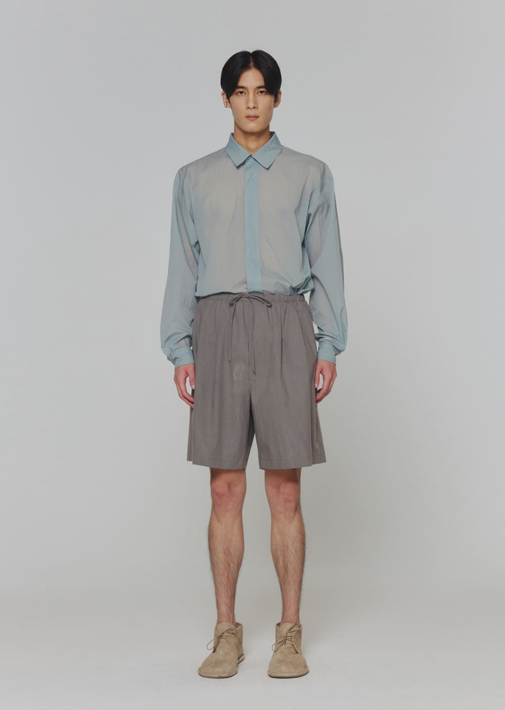 stripe banding shorts, grey
