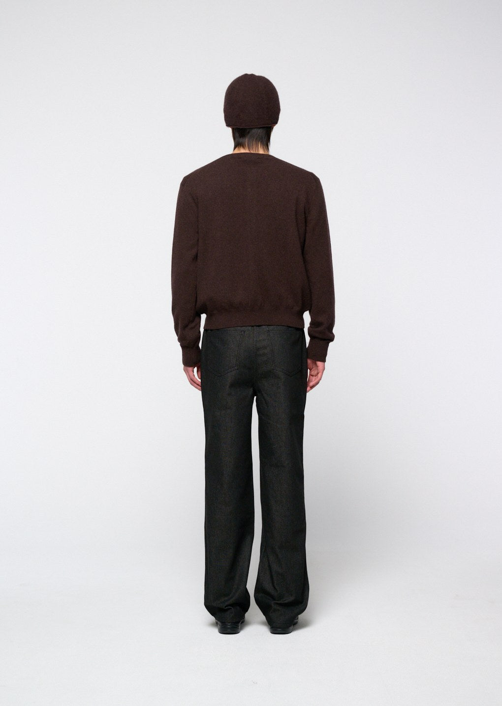 men's cashmere crewneck cardigan, brown