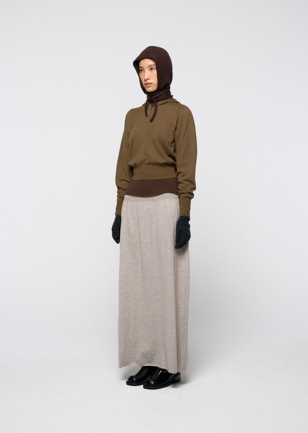 cashmere balaclava scarf, brown
