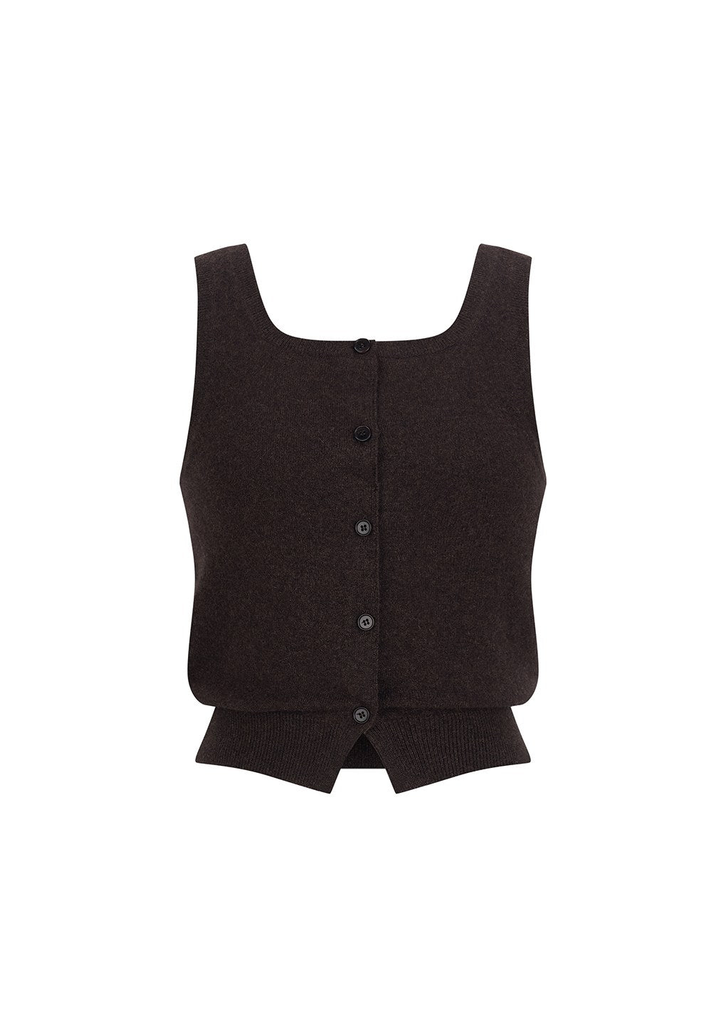 cashmere button up u-neck vest, brown