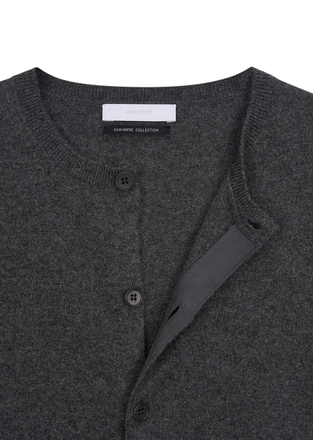 men's cashmere crewneck cardigan, melange grey