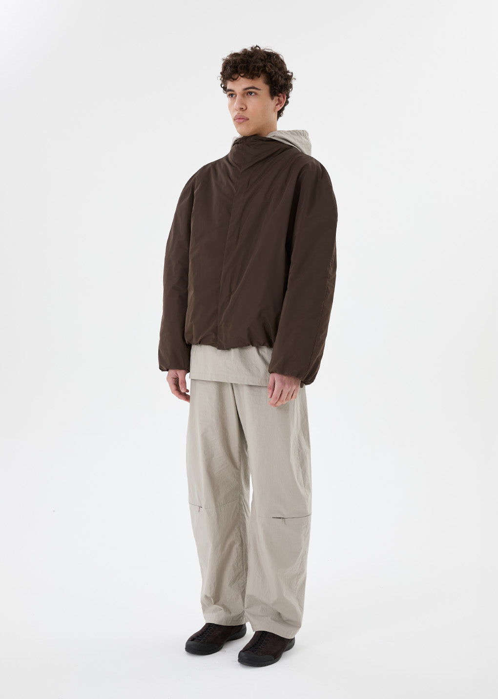 taffeta padded raglan jumper, brown